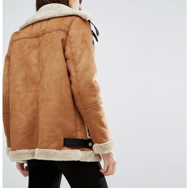 Veste aviateur camel doublée fourrure synth.
