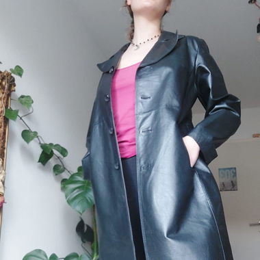 black leather coat