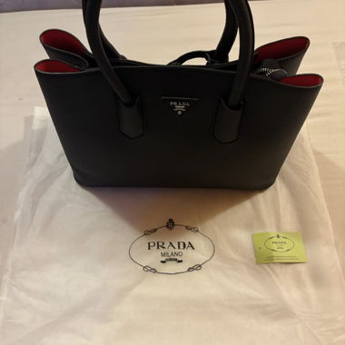Sac prada double cabas noir/rouge