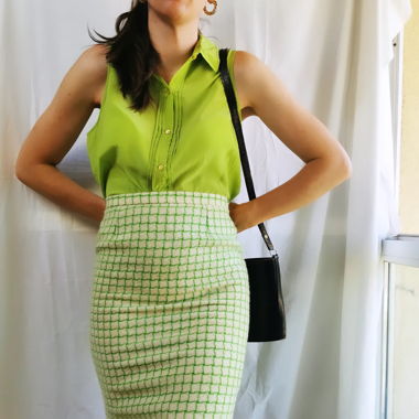 Checkred vintage wool pencil skirt