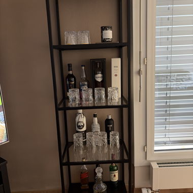 Black shelf with glass shelf