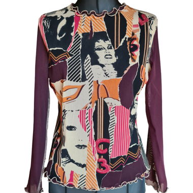Y2K mesh top with disco80’s print Paul Mausner