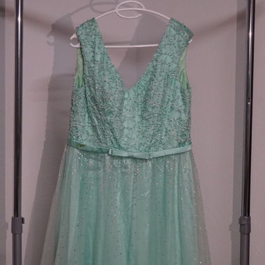 Mint Green Evening Dress with Pearls