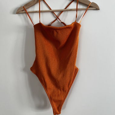 Body a coste arancione Bershka S