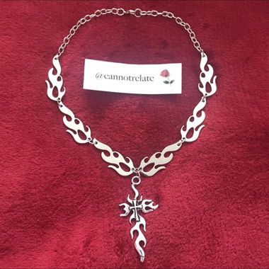 Silver Flame Chain Choker Necklace