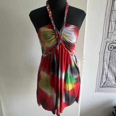 Tunika vintage Y2K Chic Club estiva con scollo Halter S
