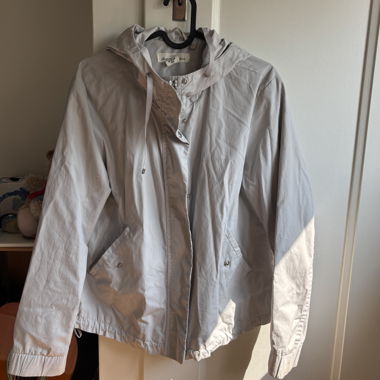 grey windbreaker jacket