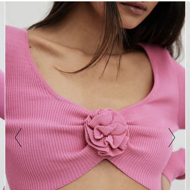 Pinker Na-kd Cropped Pullover mit Blumendetail G M