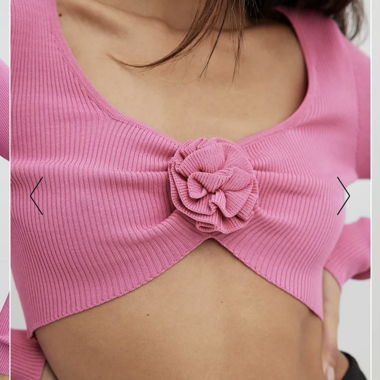 Pinker Na-kd Cropped Pullover mit Blumendetail G M