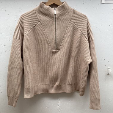 Pull côtelé beige