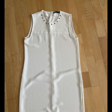 Sleeveless ZARA dress with studs, white, size M