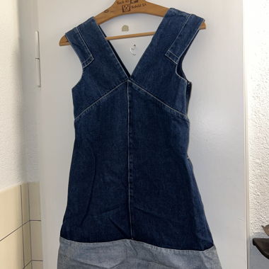 Denim Pinafore Dress with Zipper