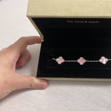Schönes Van Cleef Armband Silber/Rosa