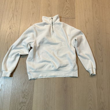 Sweat blanc zip col montant