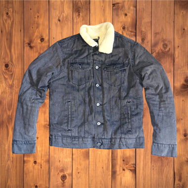 Unisex Jeansjacke mit Teddyfell-Kragen
