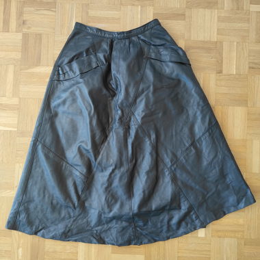 Black genuine leather skirt