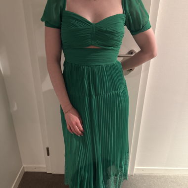 Self-Portrait Lace-trimmed Pleated Chiffon Dress