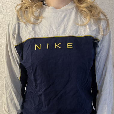 Blau/weisses Nike Langarm mit gelber Aufschrift