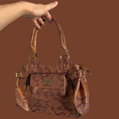 Borsa a mano con stampa serpente 
