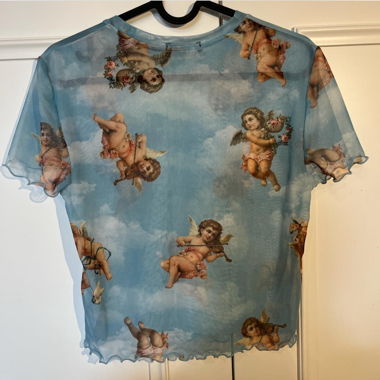 Bershka transparenter Crop-Top mit Engel