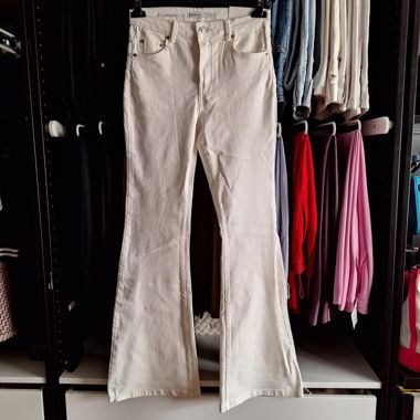 Bershka Flare Leg Jeans Ivory
