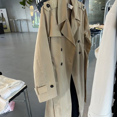 Beige long trench coat
