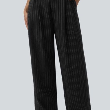 Black pinstripe trousers