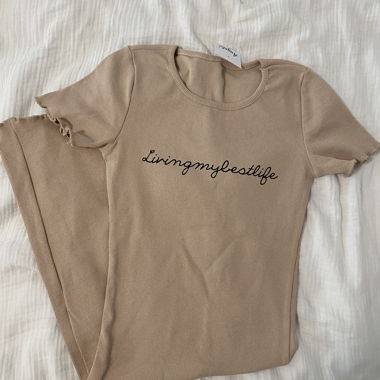 Beige Short-Sleeve Dress