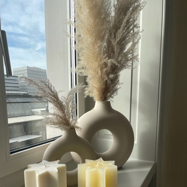 Two nordic ceramic vases with pampas grass