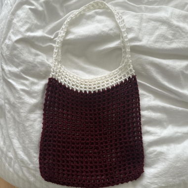 borsa in crochet bordeaux&bianco