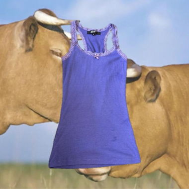 𝜉 Purple lace rib jersey tank top with bow 𝜉