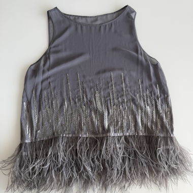Top à Paillettes Plumes /Franges/broderie/strass