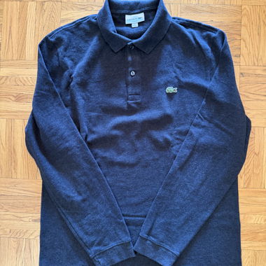 Polo Lacoste maniche lunghe grigio scuro XL