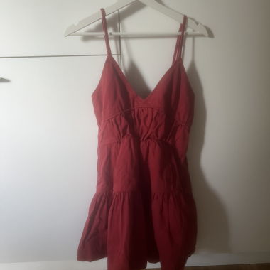 Red denim dress unworn size M