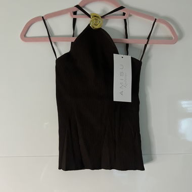 Schwarzes Ripp-Top