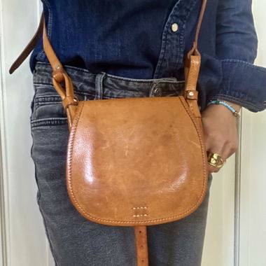Borsa a tracolla in pelle cammello