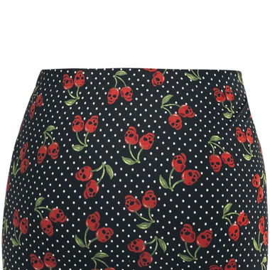 Rock Rebel Stretch-Baumwollrock mit Kirschen