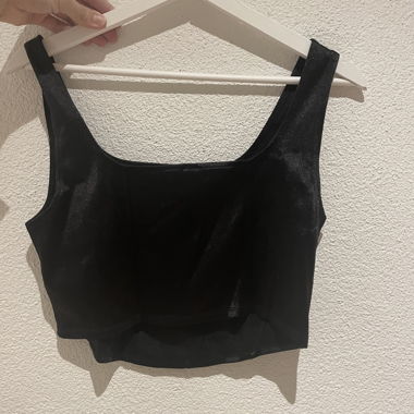 shiny black corset top