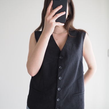 Vintage Anzug Weste mit Knopfleiste - schwarz grau