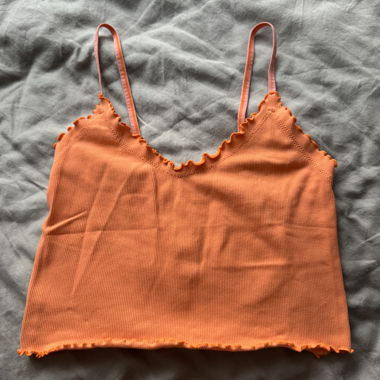 Orange Crop-Top mit Spaghettitraegern