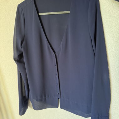 Bimani Navy V-neck button blouse