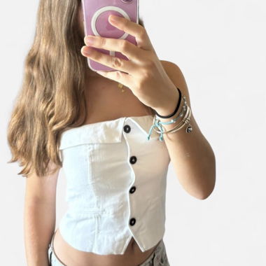 Bershka White Bustier Top