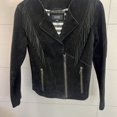 Veste en daim noir à franges Volcom