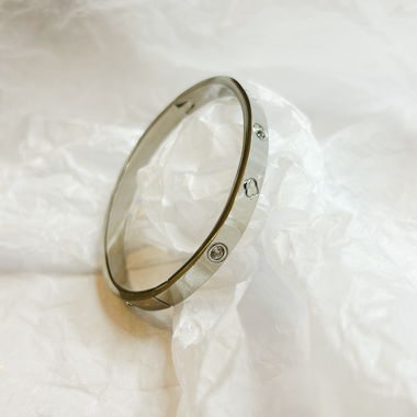 Bracelet rigide Clover en acier inoxydable avec zircon