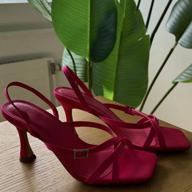 Sandales à talons fuchsia