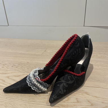 Custom Y2k kitten heels with lace details 