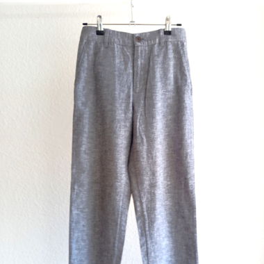 UNIQLO Grey relaxed tapered linen cotton trousers 
