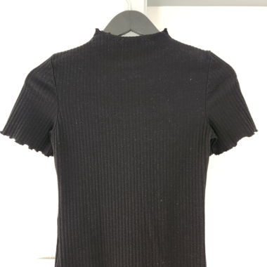 ONLY schwarzes Ripp-T-Shirt XS