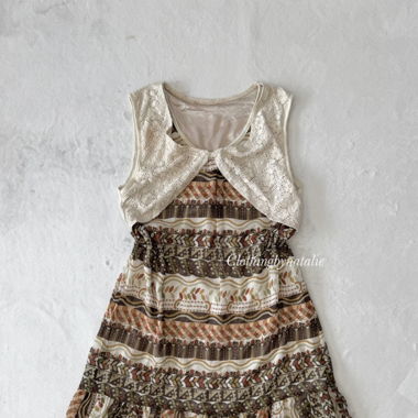Boho Brown Chiffon Dress (S)