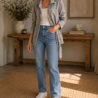 Veste blazer a carreaux Bershka